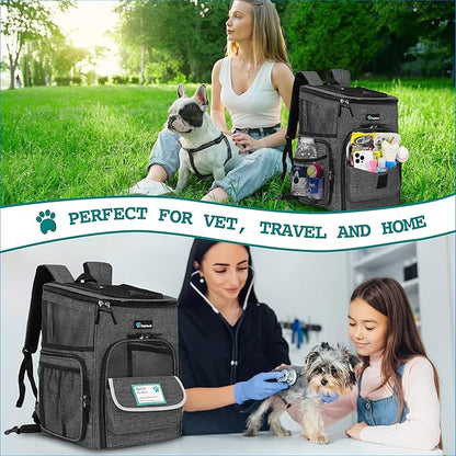 PetAmi Dog Backpack Carrier, Airline Approved Cat Backpacks for Carrying Small Large Cats, Pet Carrier Back Pack, Ventilated Soft Sided for Travel, Hiking, Camping, Max 18 lbs, Charcoal