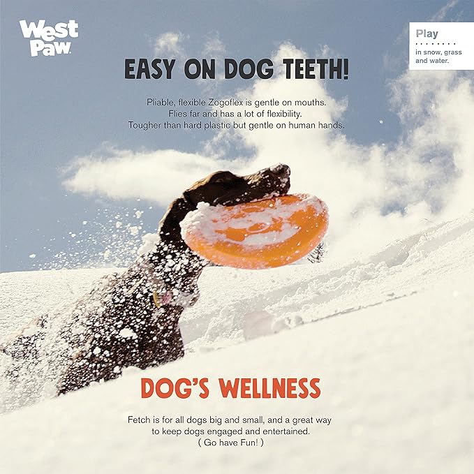 West Paw Zogoflex Zisc Durable Dog Frisbee Nearly Indestructible Flying Disc Dog Toy, 100% Guaranteed Tough, It Floats!, Made in USA, 6.5-Inch Small, Glow
