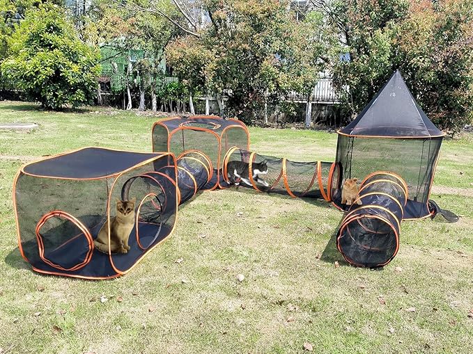 6 in 1 Cat Enclosure Cat Tunnel for Outside Rabbit and Small Animals Tent with Carry Bag