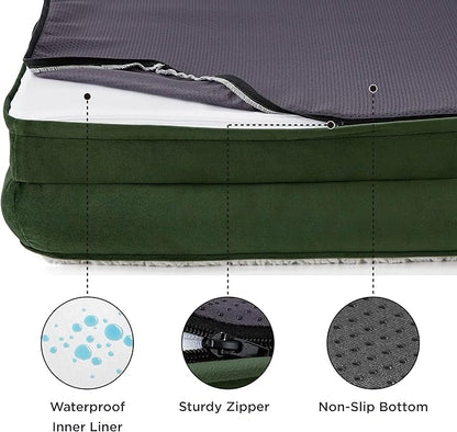 Bedsure XL Orthopedic Dog Bed for Extra Large Dogs - Washable XLarge Dog Cat Bed Waterproof, Comfort Dogs Couch Sofa with Washable Removable Cover, Pet Bed with Nonskid Bottom, Plush-Green, 42"