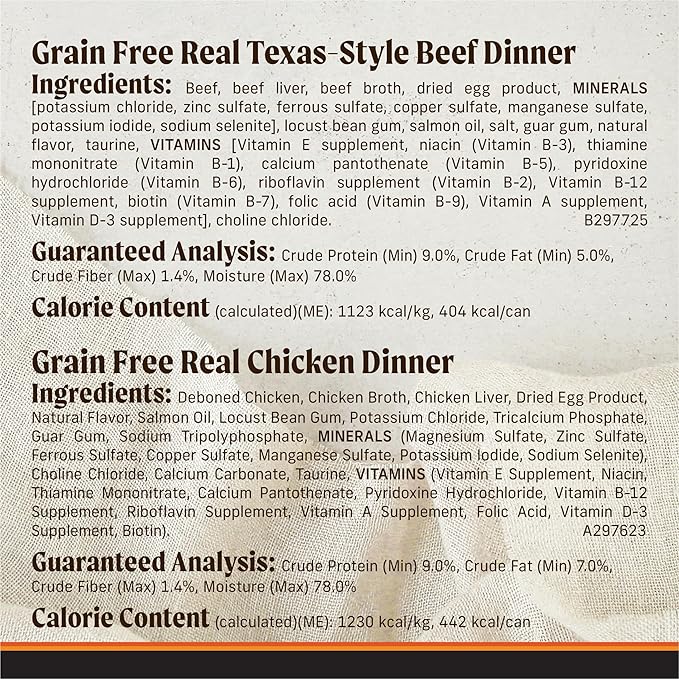 Merrick Grain Free Premium and Natural Canned Dog Food, Soft and Healthy, Real Beef and Chicken Variety Pack - (Pack of 1) 9.5 lb. Cans