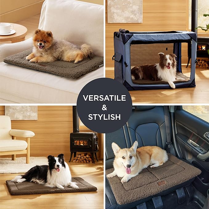 Bedsure Washable Dog Crate Bed for Medium Dogs, Soft Foam Floor Pet Mat, Versatile Lightweight Pet Crate Pad for Kennel