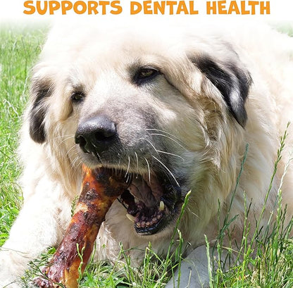 Beef Shin Bones for Dogs - Liver Coated Long Lasting Dog Chews for Aggressive Chewers - Rawhide-Free Big Bones for Large Dogs - Healthy Large Dog Bone (2 Pack)