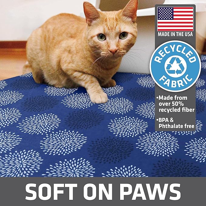 Drymate XL Original Cat Litter Mat, Contains Mess from Box, Protects Floors, Urine-Proof, Machine Washable, Soft on Kitty Paws, Absorbent, Waterproof (USA Made, Recycled Content) (29”x36”)(Good Blue)