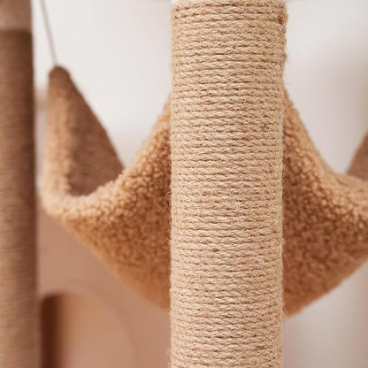 Cat Tree 67in Cat Tower Scratching Post for Cats Tree Tower Furniture for Cats Plush Multi-Level Cat Condo (Beige)