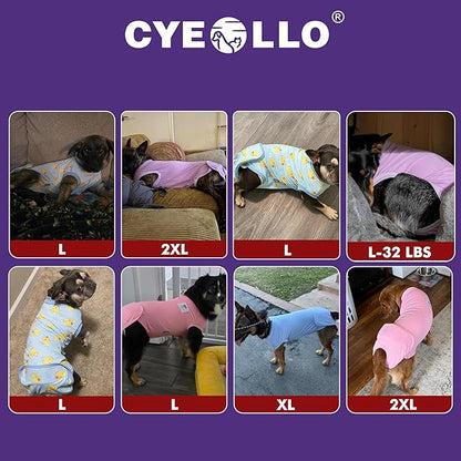 cyeollo Recovery Suit for Dogs Surgery Suit Female Spay Soft Breathable Pet Onesie Bodysuit Male Dog Neuter, Small Medium Dogs Surgical Recovery Shirt, Dinosaur, L