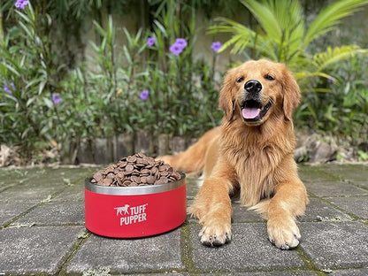 Tuff Pupper 100 oz Heavy Duty Insulated Stainless Steel Dog Bowl for Large Dogs, Non-Slip Base, Dishwasher Safe