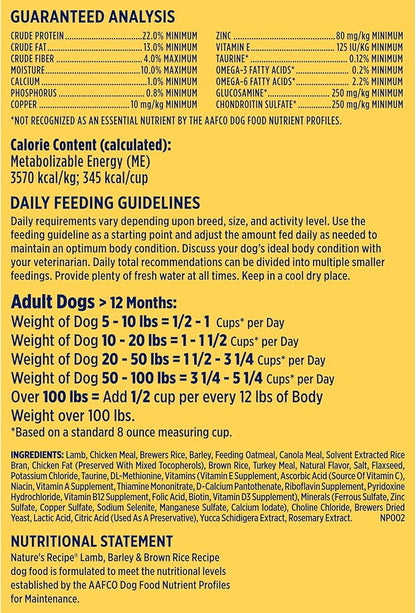 Nature′s Recipe Lamb, Barley & Brown Rice Recipe Dry Dog Food, 24 lb. Bag