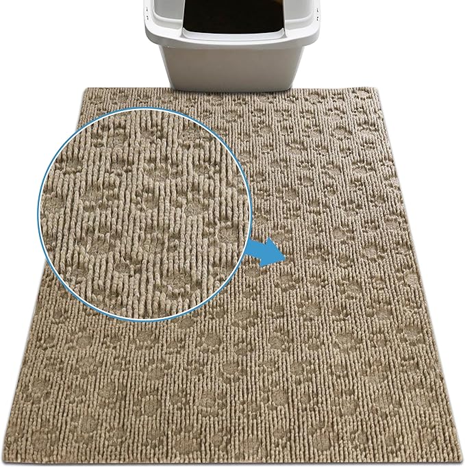 Drymate Premium Cat Litter Trapping Mat (Debossed Paw), Traps Mess from Box, Protects Floors, Urine-Proof, Machine Washable, Soft on Kitty Paws, Absorbent, Waterproof (USA Made, Recycled Content)