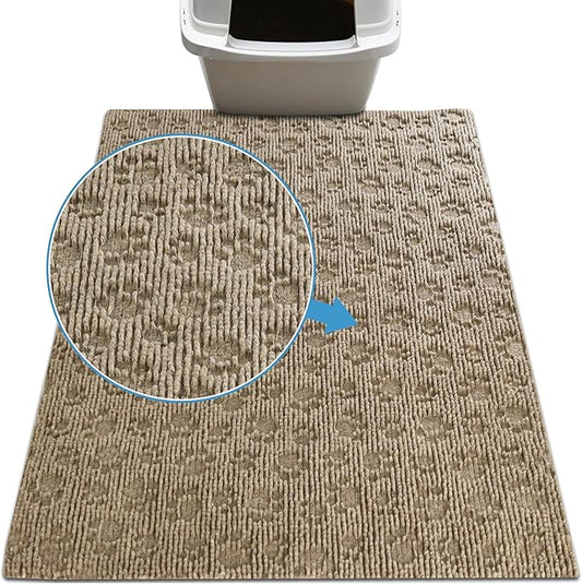 Drymate Premium Cat Litter Trapping Mat (Debossed Paw), Traps Mess from Box, Protects Floors, Urine-Proof, Machine Washable, Soft on Kitty Paws, Absorbent, Waterproof (USA Made, Recycled Content)