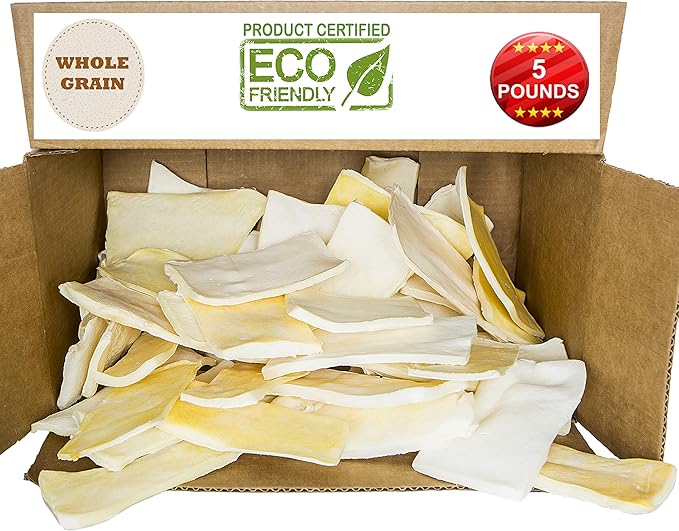 Brazilian Pet Premium Thick Cut Chips, Wholegrain Rawhide (Last Much Longer Than Traditional Chips). 100% Natural. Great Behavioral Dog Chew Treat Solution. No Preservatives. (5 Pounds)