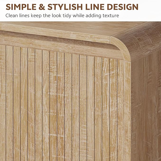 Cat Litter Box Enclosure with Litter Collector, 59'' Double Litter Box Enclosure for 2 Cats, Hidden Litter Box Furniture for Indoor Cats Large Adult, Cat House, Side Table, TV Stand, Natural