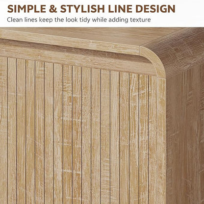 Cat Litter Box Enclosure with Litter Collector, 59'' Double Litter Box Enclosure for 2 Cats, Hidden Litter Box Furniture for Indoor Cats Large Adult, Cat House, Side Table, TV Stand, Natural