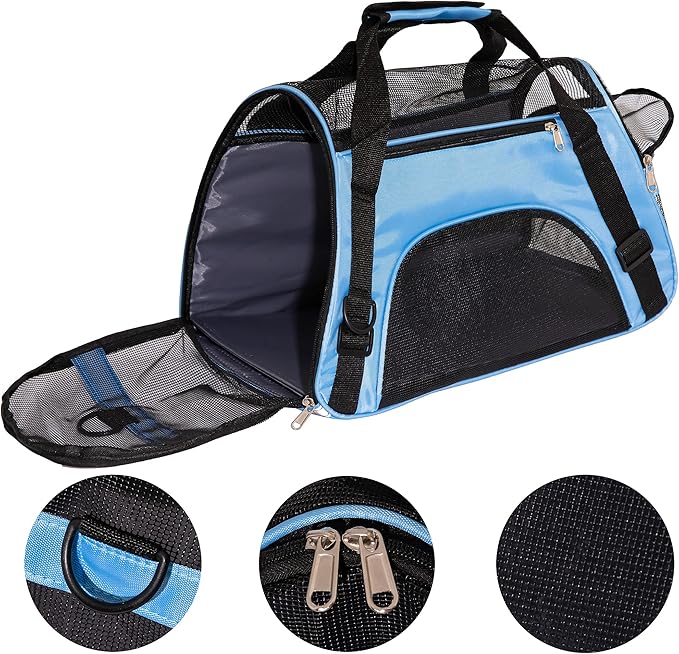 Pet Carrier Cat Cattier Soft-Sided Carriers for Small Medium Cats Dogs Puppies Pet Carrier Airline Approved Cat Dog Pet Travel Carrier (Medium, Blue)