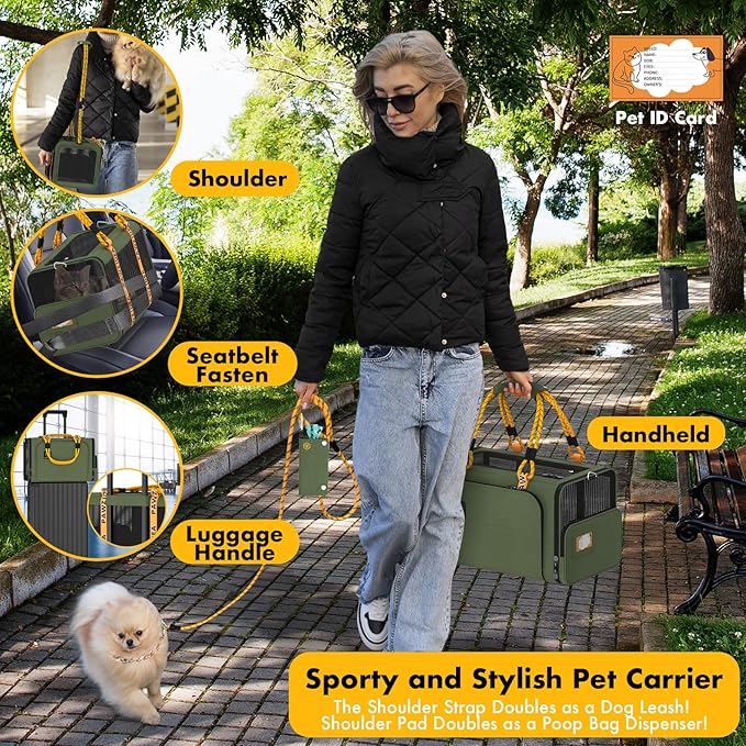 PAWZIDEA Double Pet Stroller with 2 Detachable Carriers, Portable Dog Crate for Car Travel & TSA-Approved Expandable Cat Carrier, Foldable Lightweight Jogger Stroller for 2–4 Cats or Small/Medium Dogs
