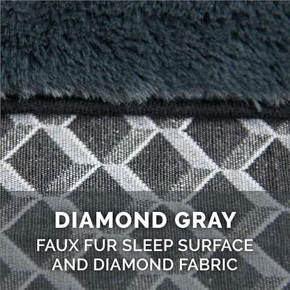 Furhaven Orthopedic Dog Bed for Medium/Small Dogs w/ Removable Bolsters & Washable Cover, For Dogs Up to 35 lbs - Plush & Woven Decor Comfy Couch Sofa - Diamond Gray, Medium