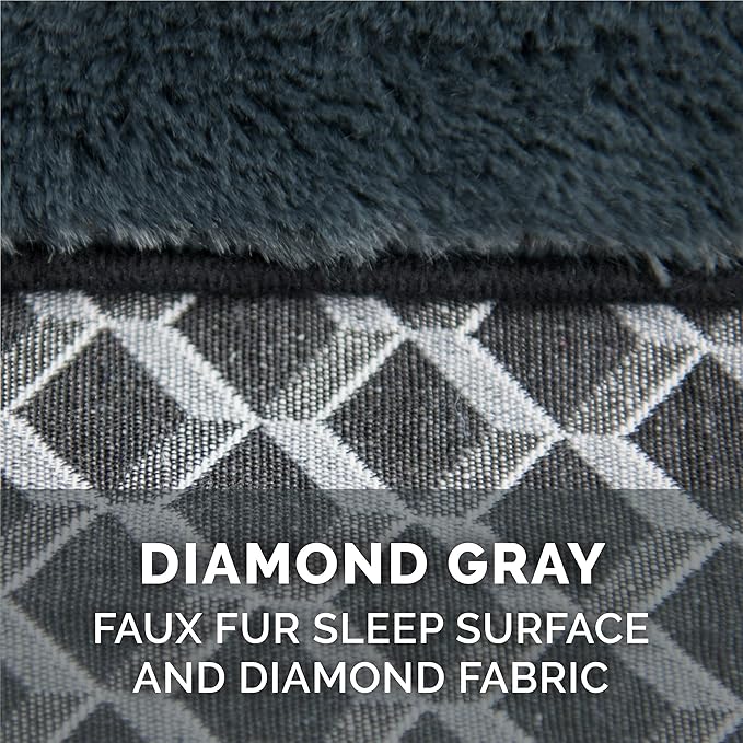 Furhaven Orthopedic Dog Bed for Large Dogs w/ Removable Bolsters & Washable Cover, For Dogs Up to 125 lbs - Plush & Woven Decor Comfy Couch Sofa - Diamond Gray, Jumbo Plus/XXL