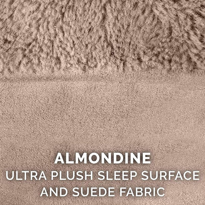 Furhaven Orthopedic Dog Bed for Large Dogs w/ Removable Bolsters & Washable Cover, For Dogs Up to 125 lbs - Plush & Suede Sofa - Almondine, Jumbo Plus/XXL